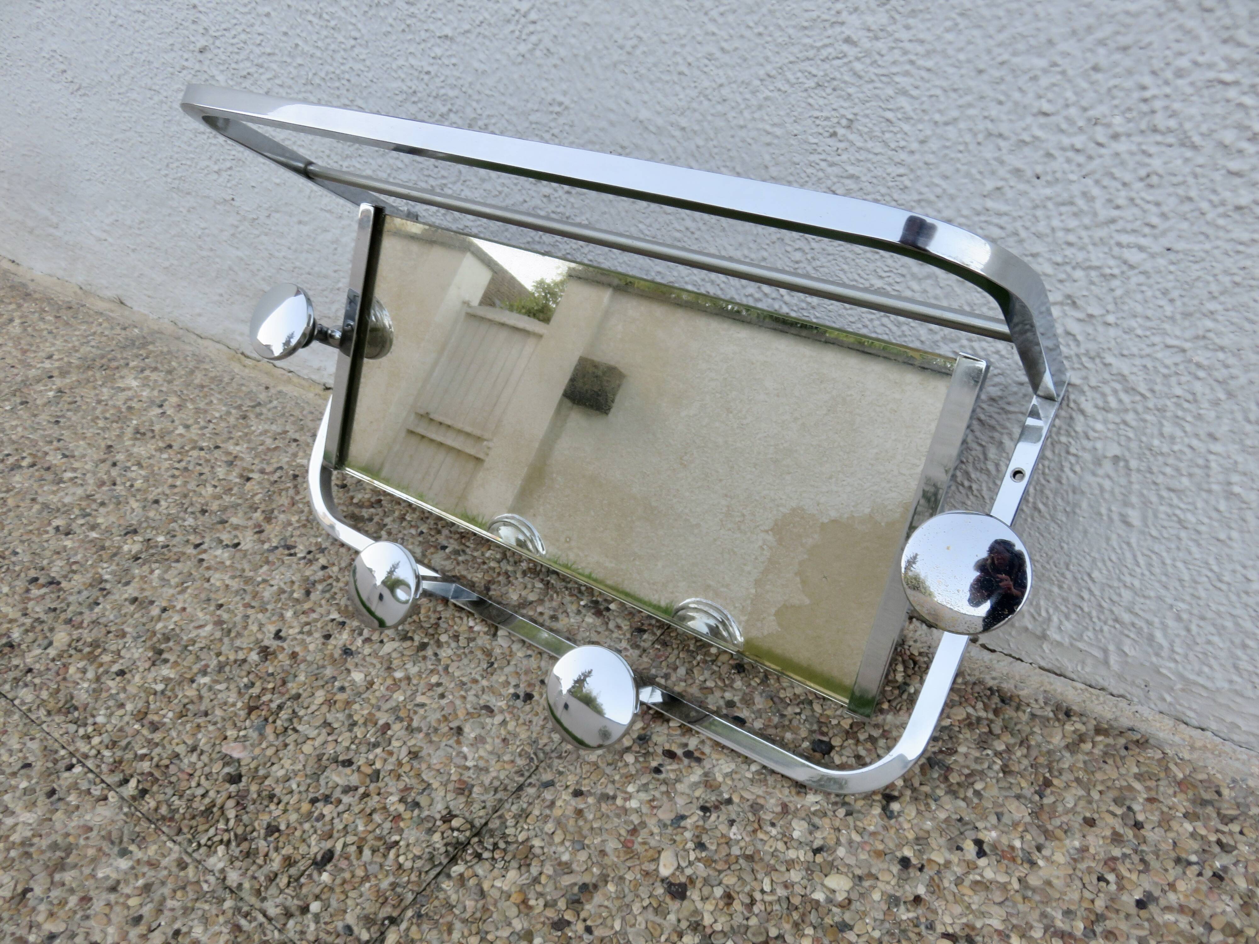Coat rack, cloakroom, in chromed brass, 20s 30s