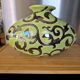 Vintage ceramic pebble vase green & black 35 cm