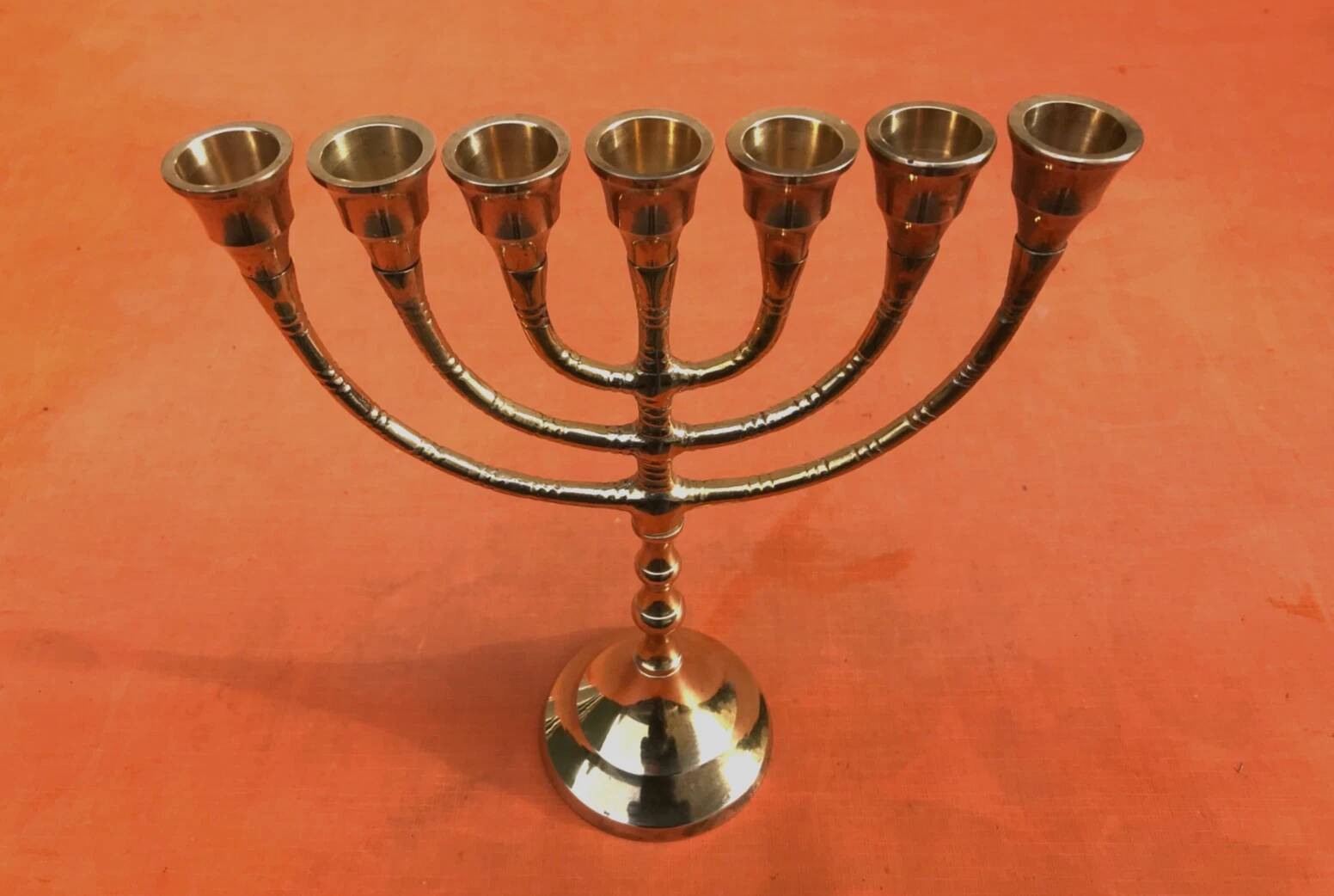 Menorah Chandelier 7 branches Polished Brass