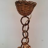 Vintage pendant lamp in rattan and paper 60s