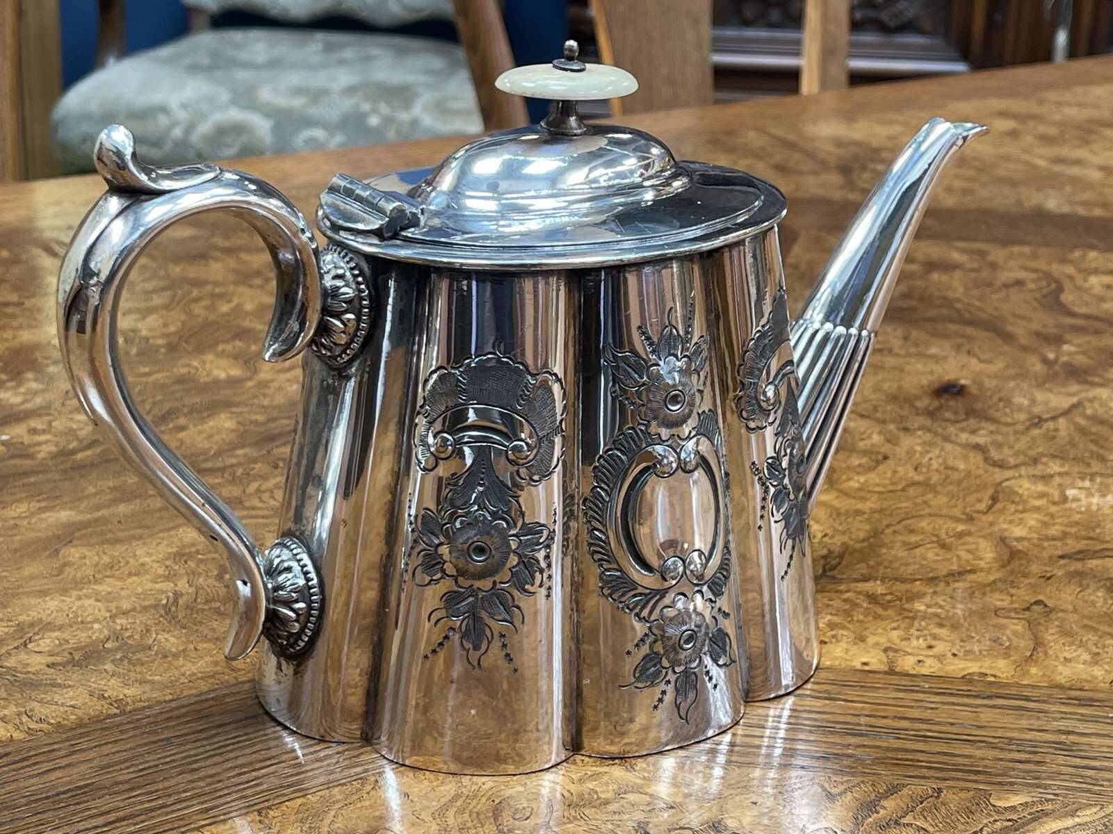 19th century English silver-plated teapot
