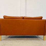 Vintage retro danish mogens hansen 2 person cognac leather sofa