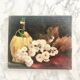 Oil on canvas depicting a still life of flowers