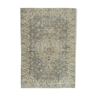 Hand-knotted distressed turkish beige rug 191 cm x 277 cm - 36547
