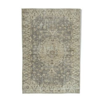 Tapis beige turc en détresse noué à la main 191 cm x 277 cm - 36547