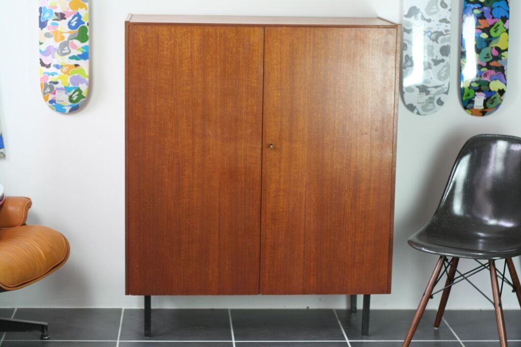 2-door teak cabinet with 50s key