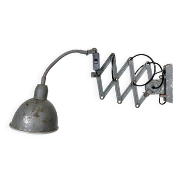 Grey Industrial Gooseneck Scissor Wall Lamp from Elektroinstala, 1960s