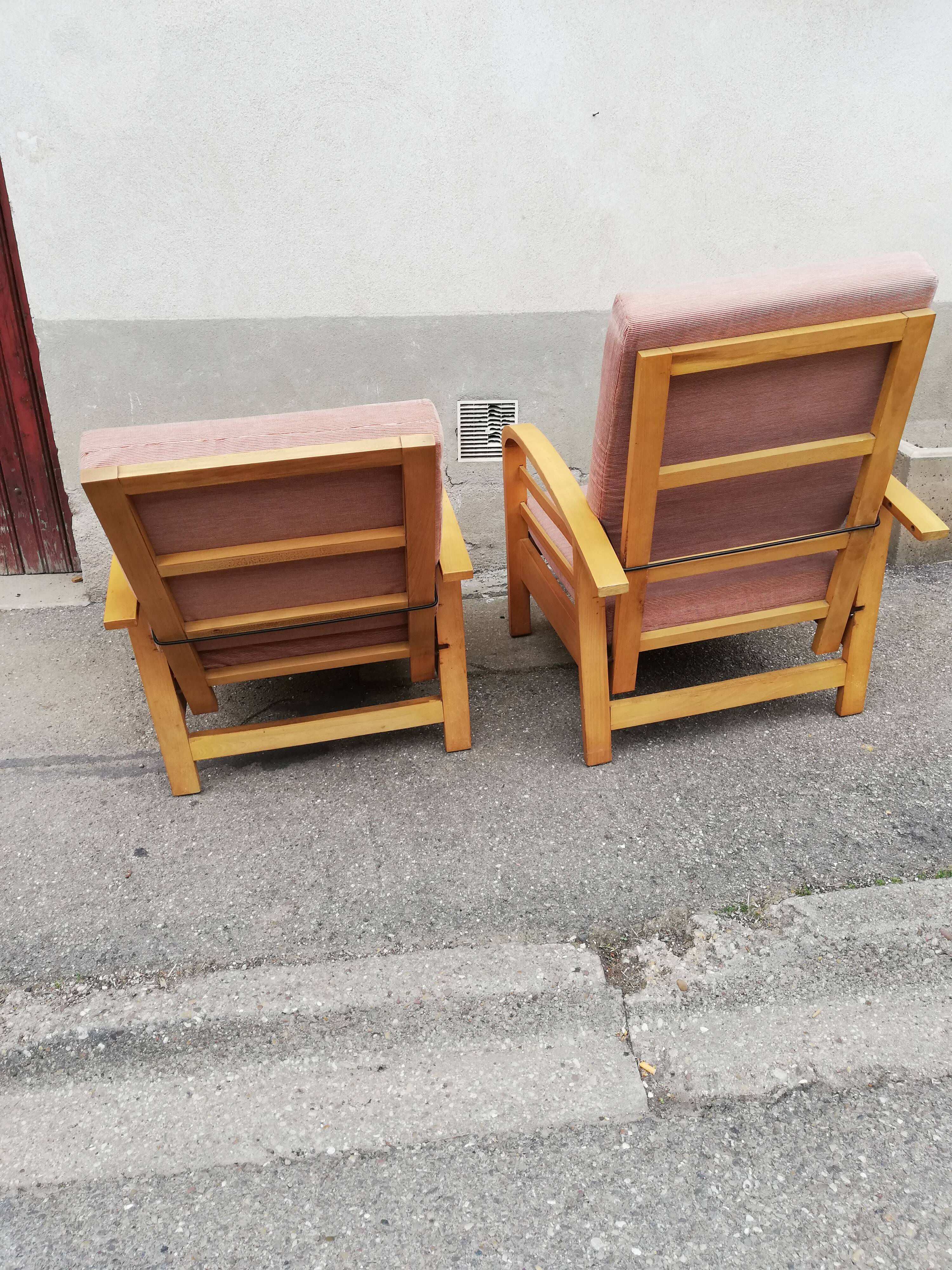 Pair of armchairs year 50 adjustable back