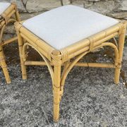 4 tabourets vintage bambou et rotin – années 60/70