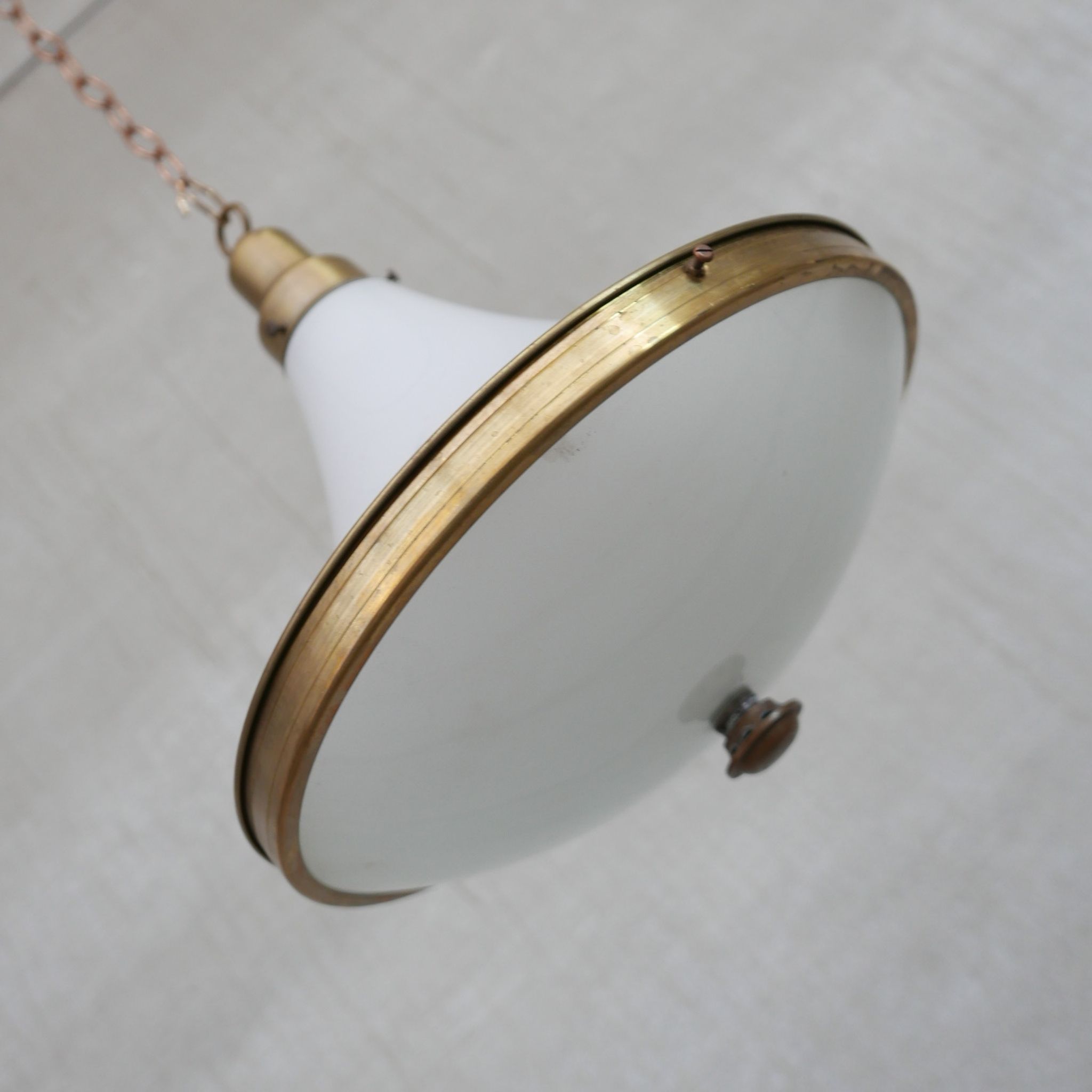 Dutch two tone opaline and brass pendant light