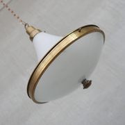 Dutch two tone opaline and brass pendant light