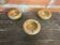 Set of 3 Vintage Beige Stoneware Ashtrays Made in France