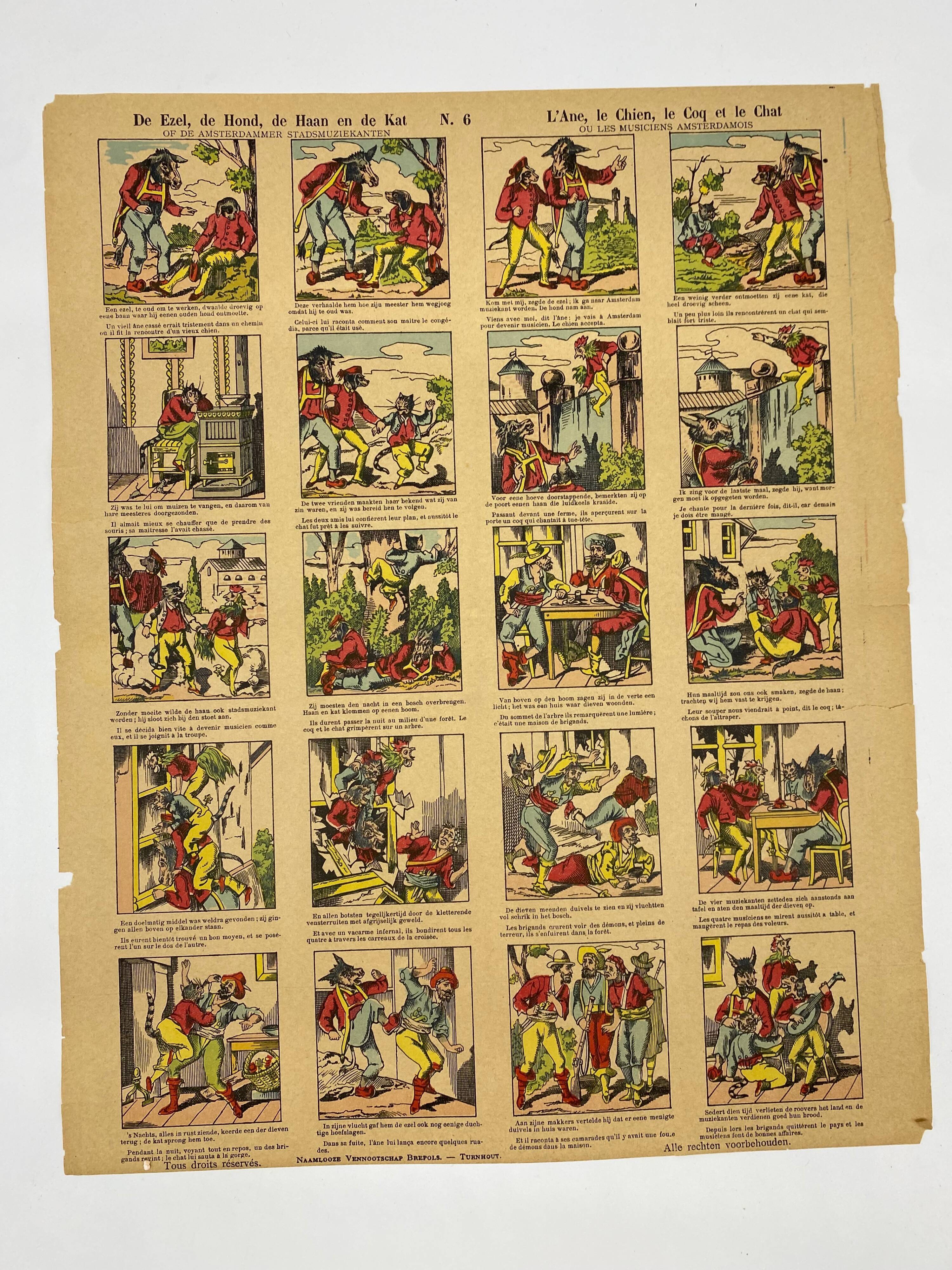 Image of epinal "the donkey, the dog, the rooster and the cat"