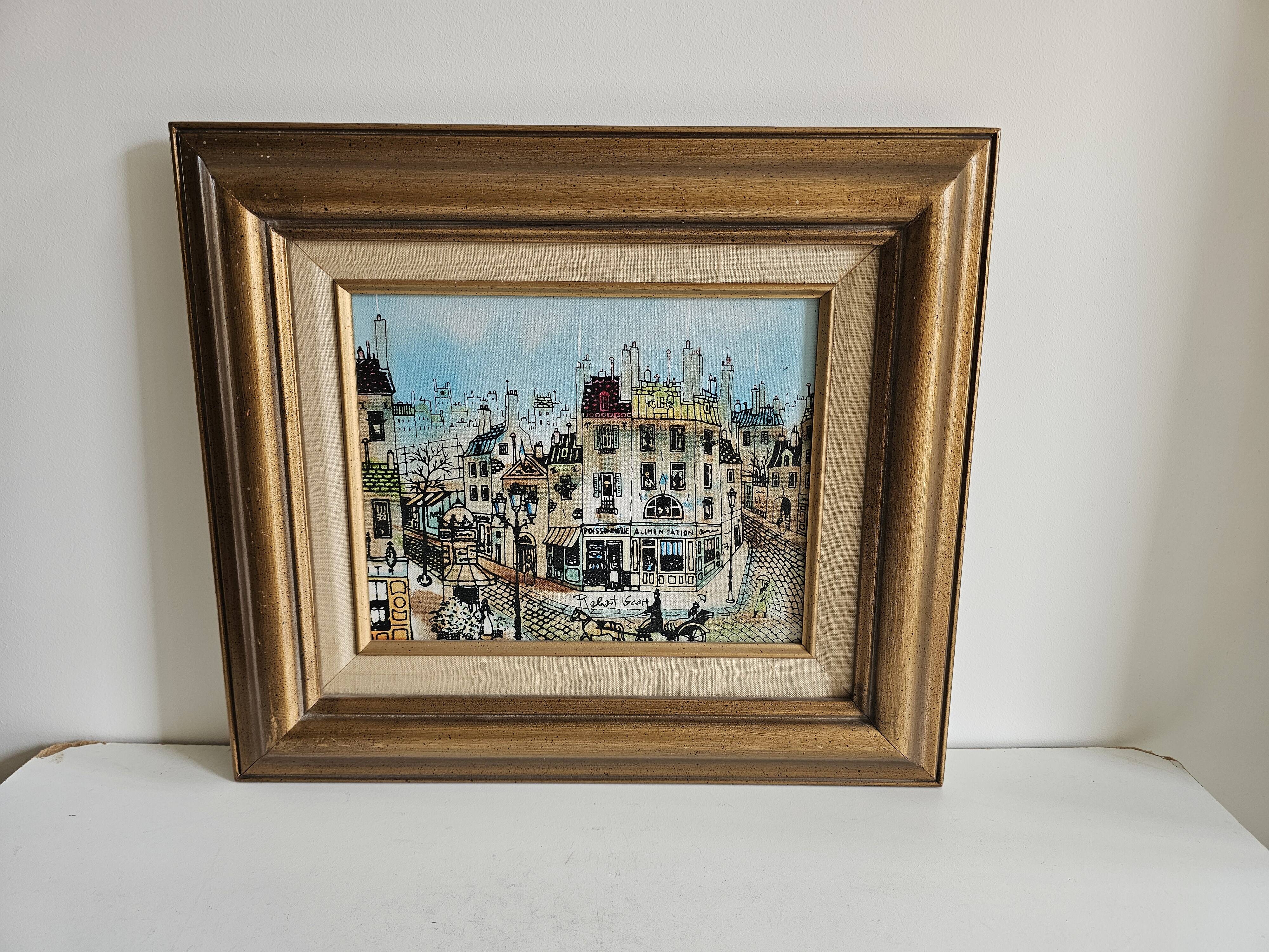 Oil Painting on Canvas - Rue du vieux Paris Signed Robert Scott
