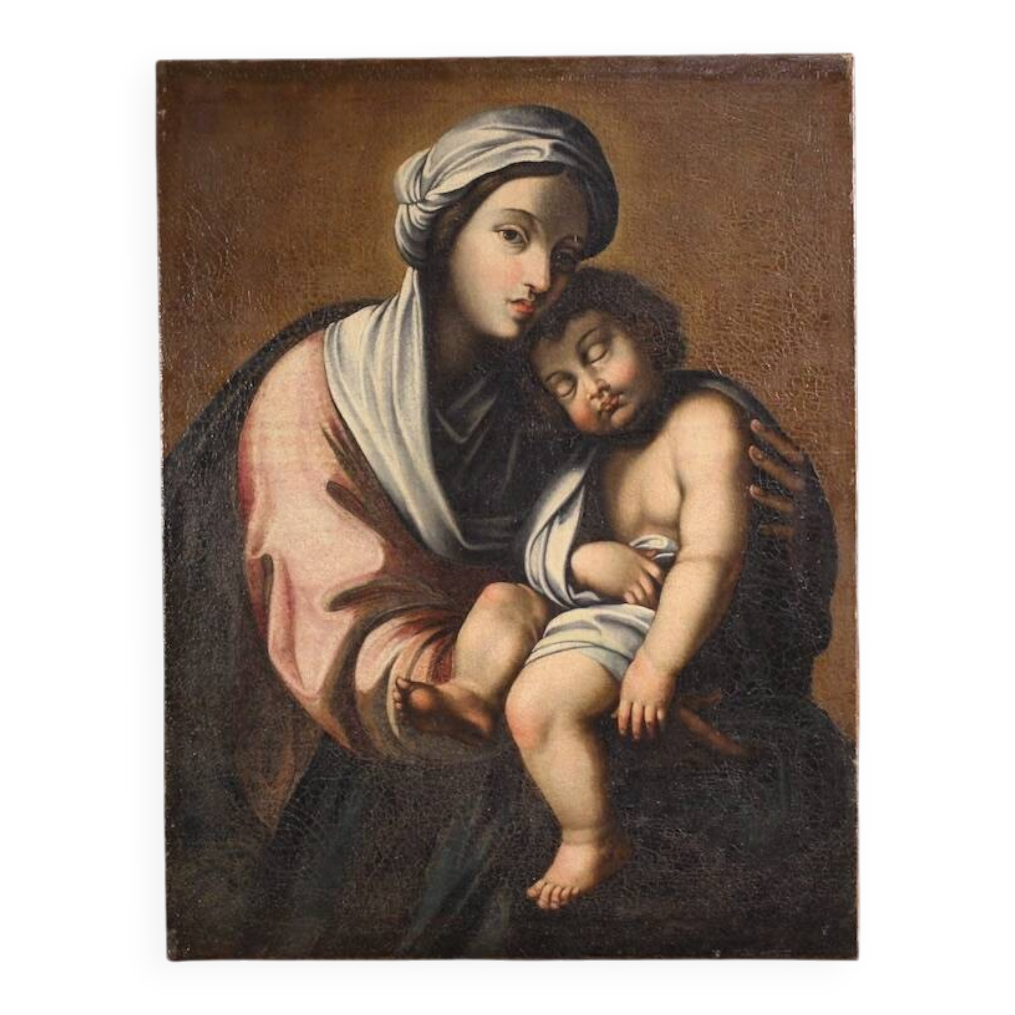Antique Italian painting Madonna and Child from the 18th century