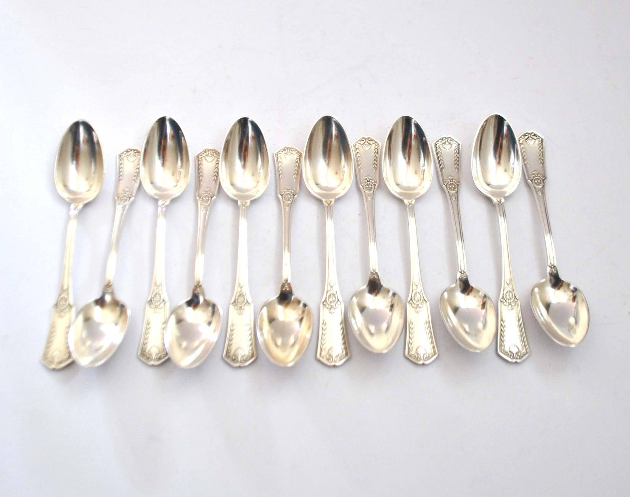 SFAM 12 EMPIRE dessert teaspoons in silver metal model "Sans embarrass" 14.5cm