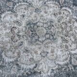 Beige Blue Green Faded oushak Rug