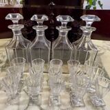 Antique liqueur set – Napoleon III style – 4 decanters + 15 glasses