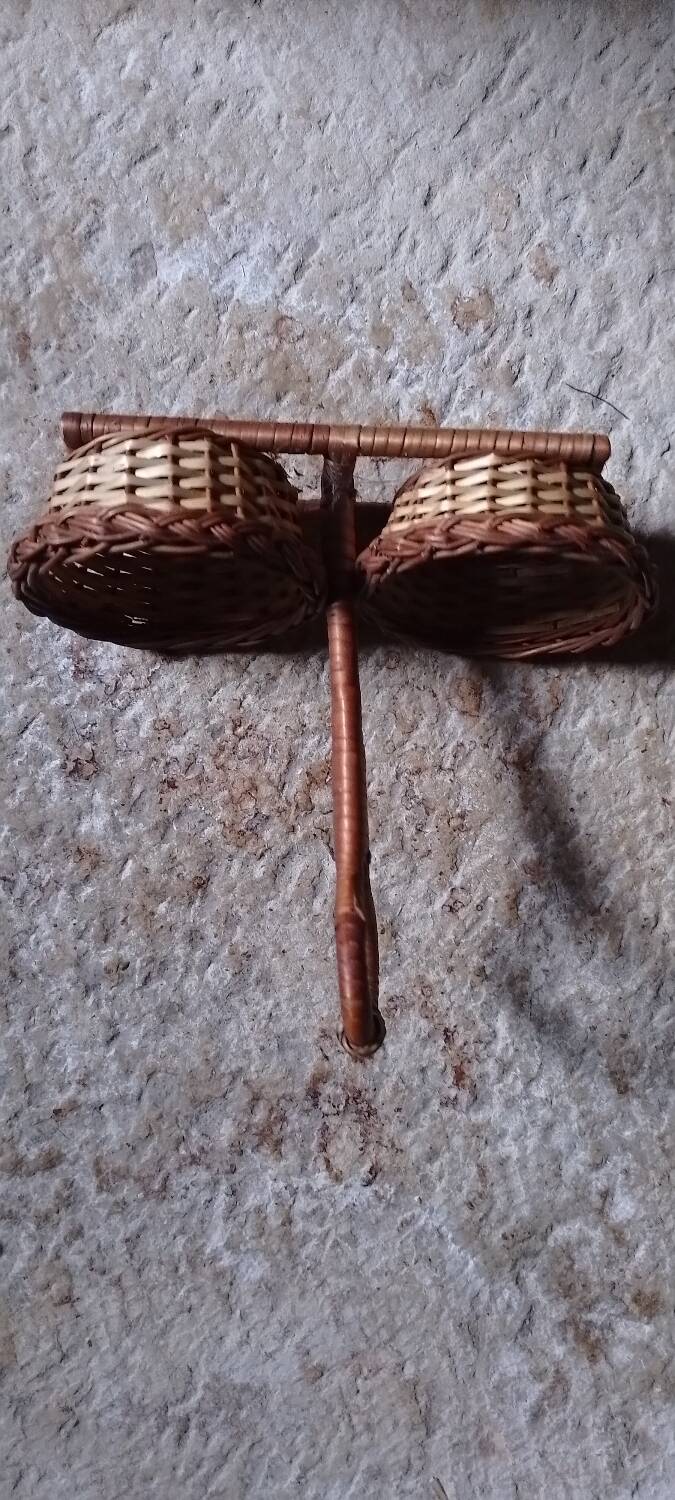 Small vintage wicker double basket