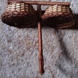 Petit panier double en osier Vintage