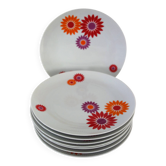 8 Assiettes Plates Seltmann Weiden West Germany 70's