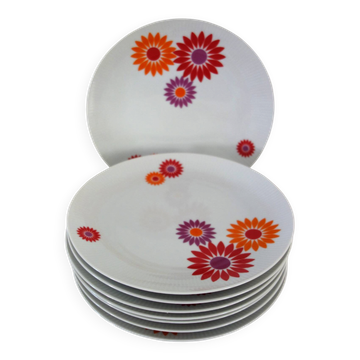 8 Assiettes Plates Seltmann Weiden West Germany 70's