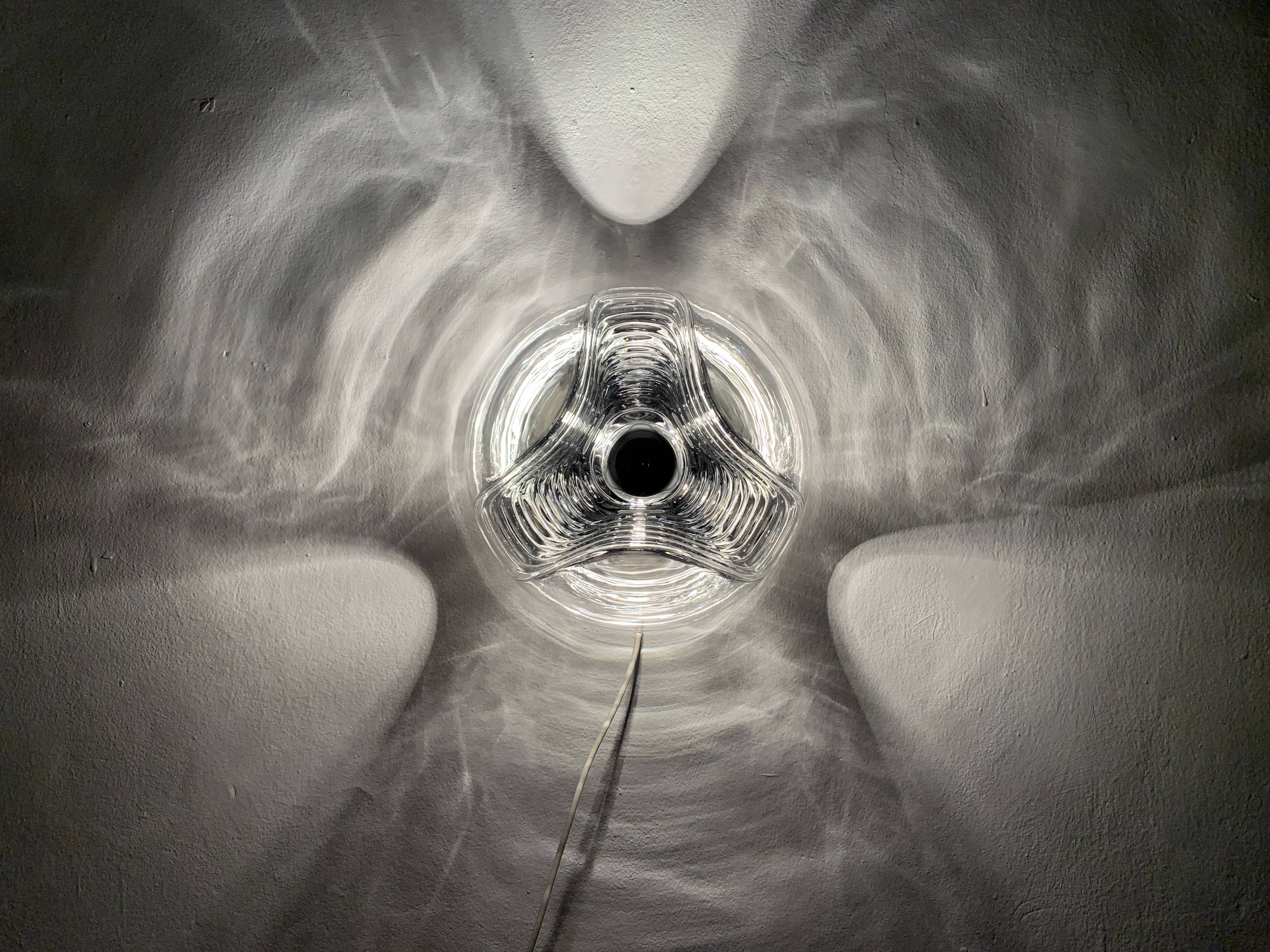1 of 2 XL Wave Wall Lamps or Flush Lights by Koch and Lowy for Peill and Pu