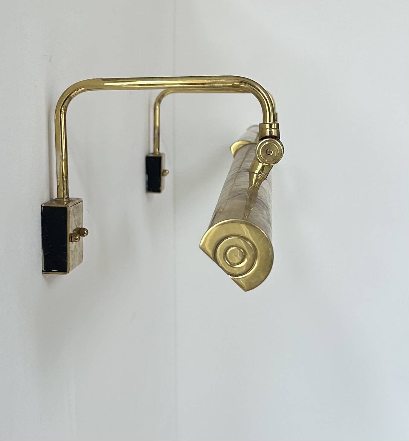 Pair of vintage adjustable brass wall lights, France 1970