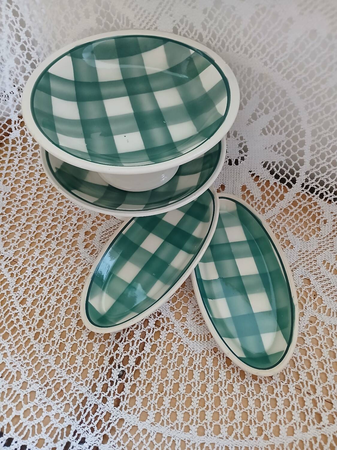 Set of antique Scottish tile dishes