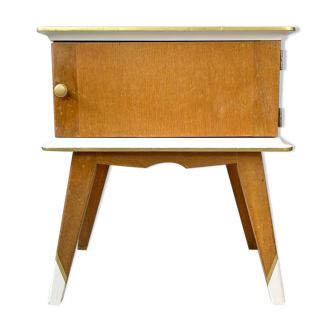 Scandinavian bedside wood and white 1950