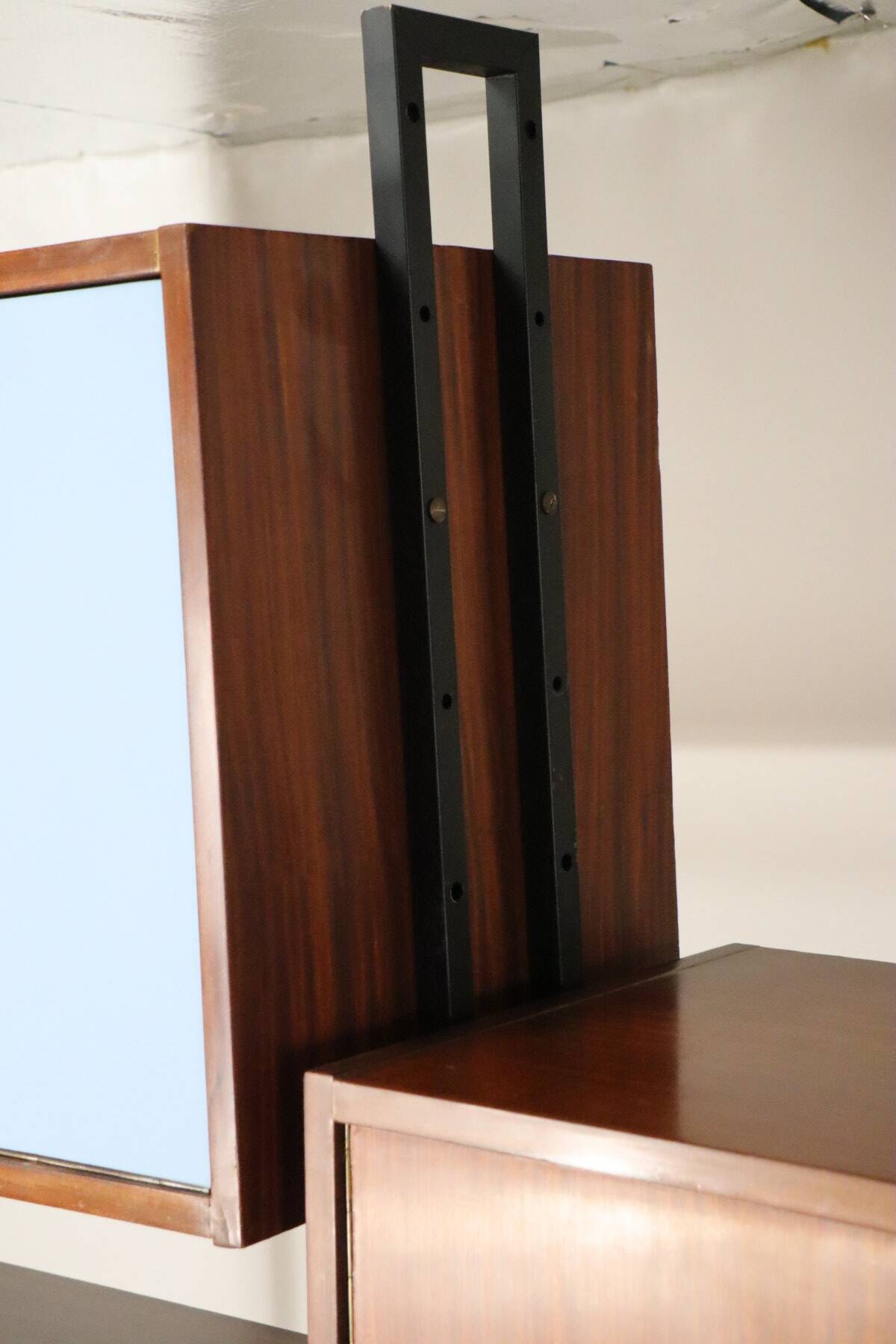 Vintage Italian bookcase in wood and metal, 1960