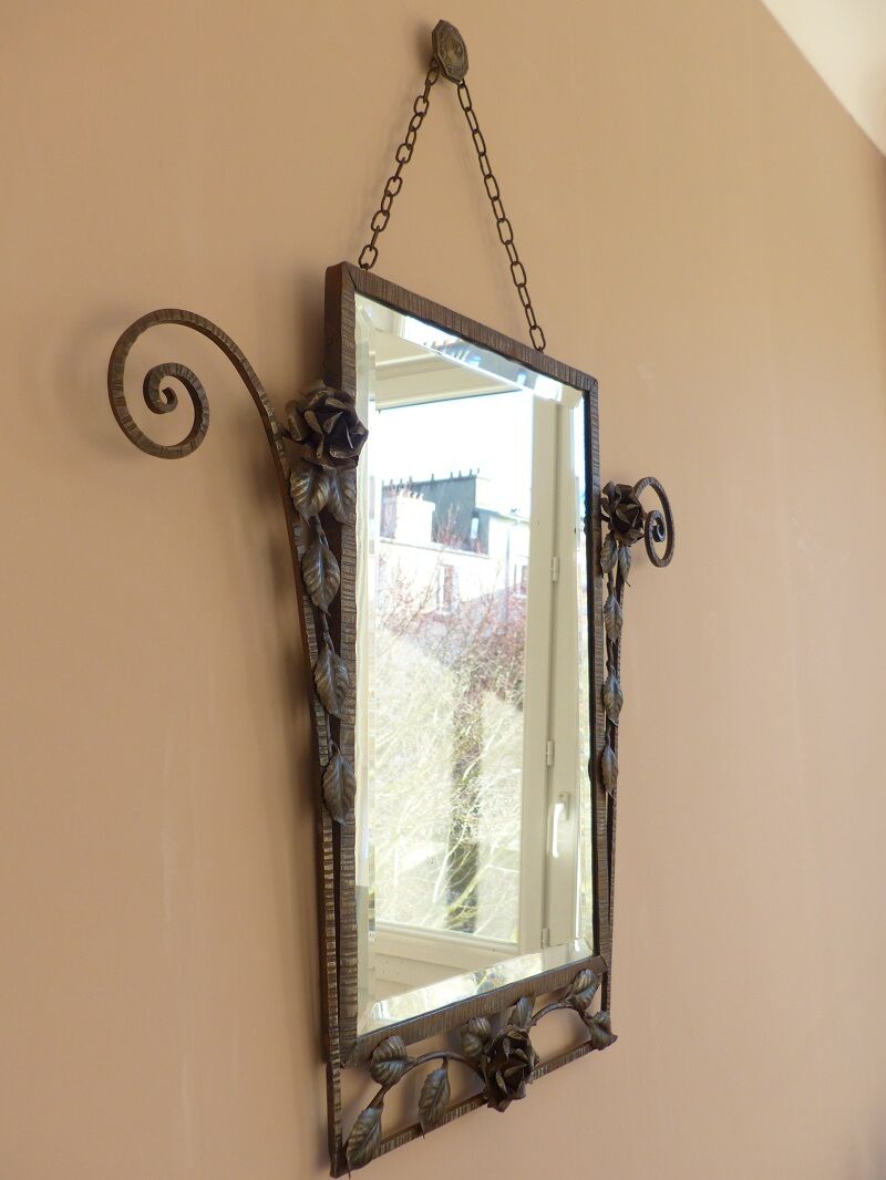 Mirror art deco wrought iron 75x87cm