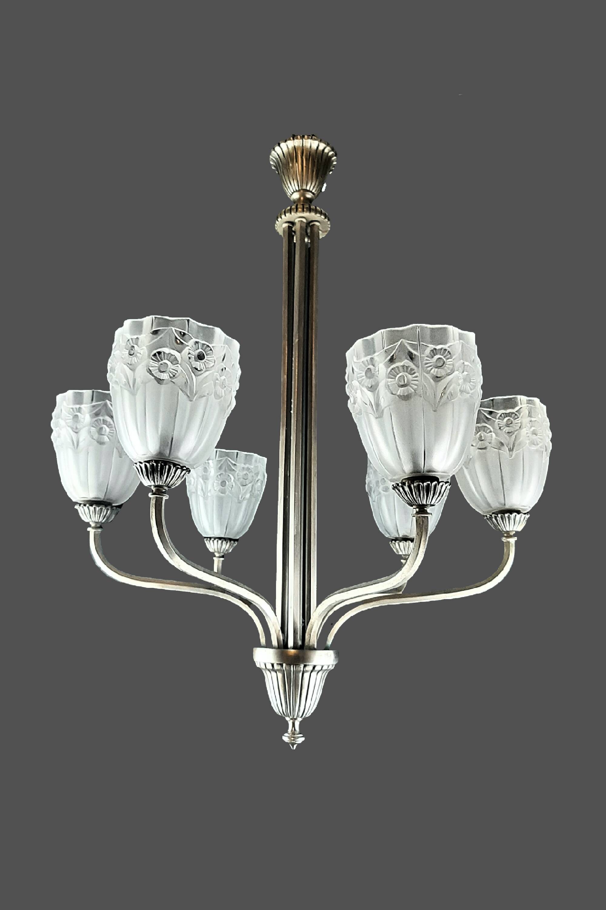 Art deco tulip chandelier by degue
