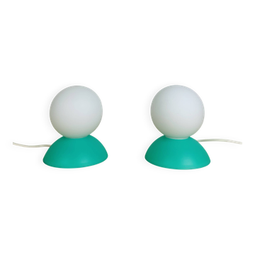 Pair of 80s design ball lamps, Memphis style