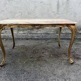 Table basse en laiton doré avec plateau en onyx