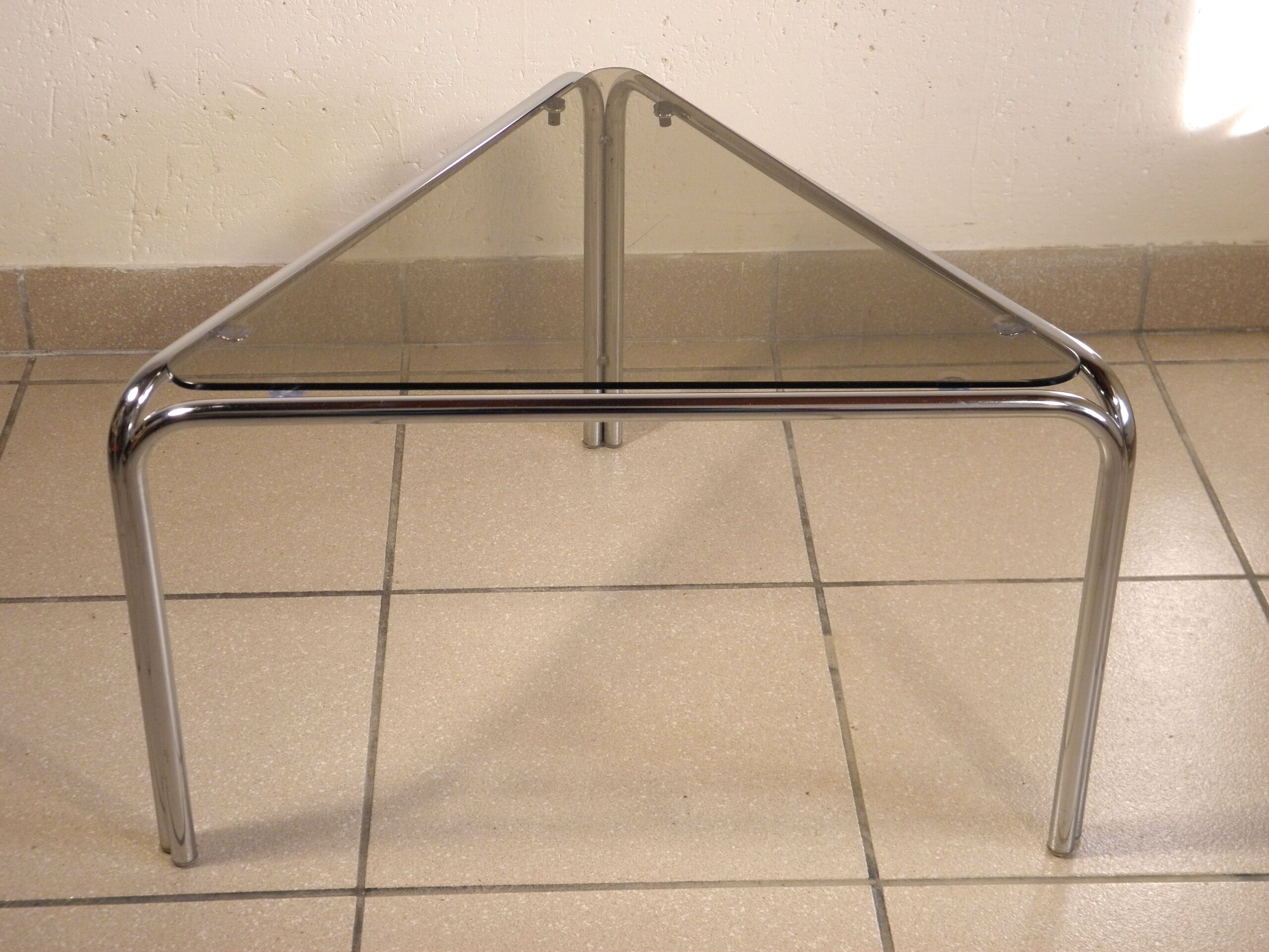 Coffee table chrome and glass 1970