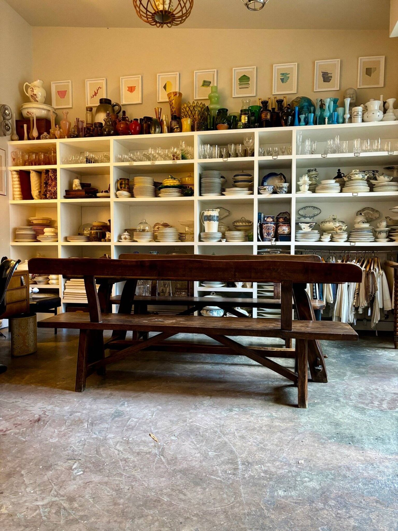 Aranjou dark wood dining table and 2 benches from the 70s/80s ☐ 200 x 89 cm
