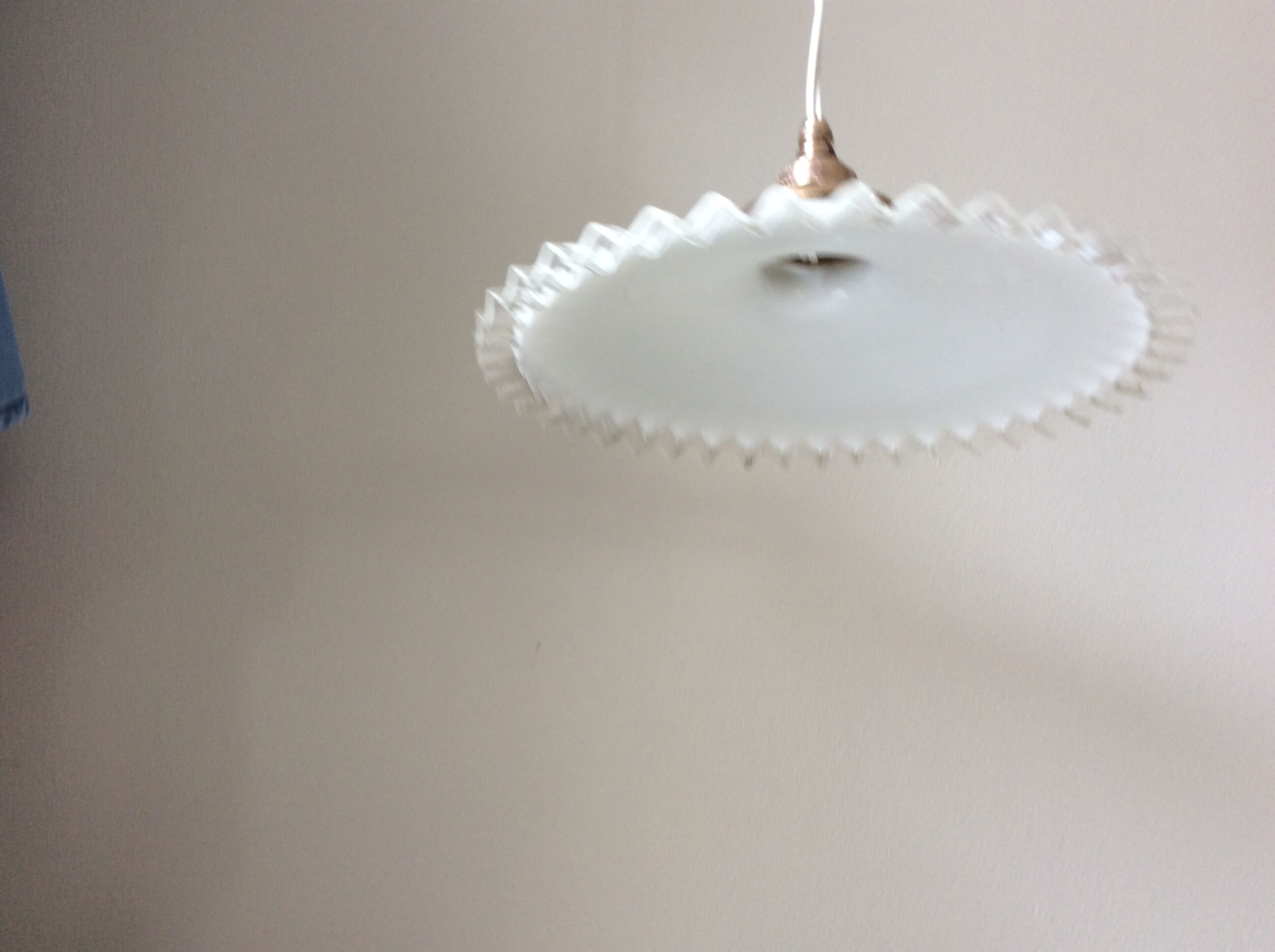 Old hanging lamp in dented opaline