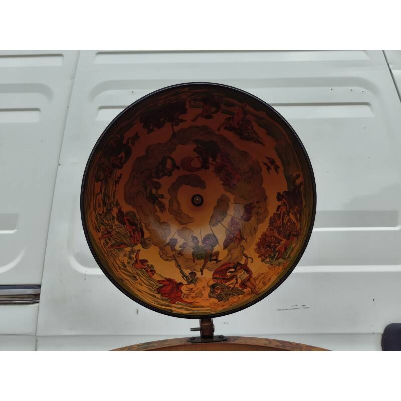 Bar globe terrestre vintage mappemonde en bois avec roulettes