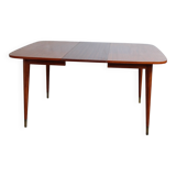 Vintage square teak table rounded corners brass-covered legs 1950 DK