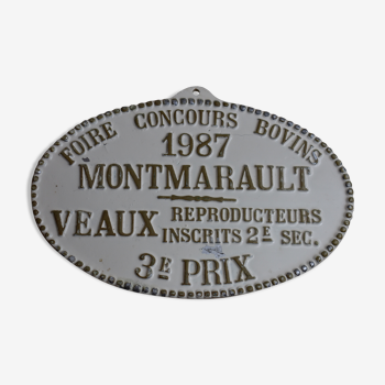 Montmarault 1987 agricultural competition plate