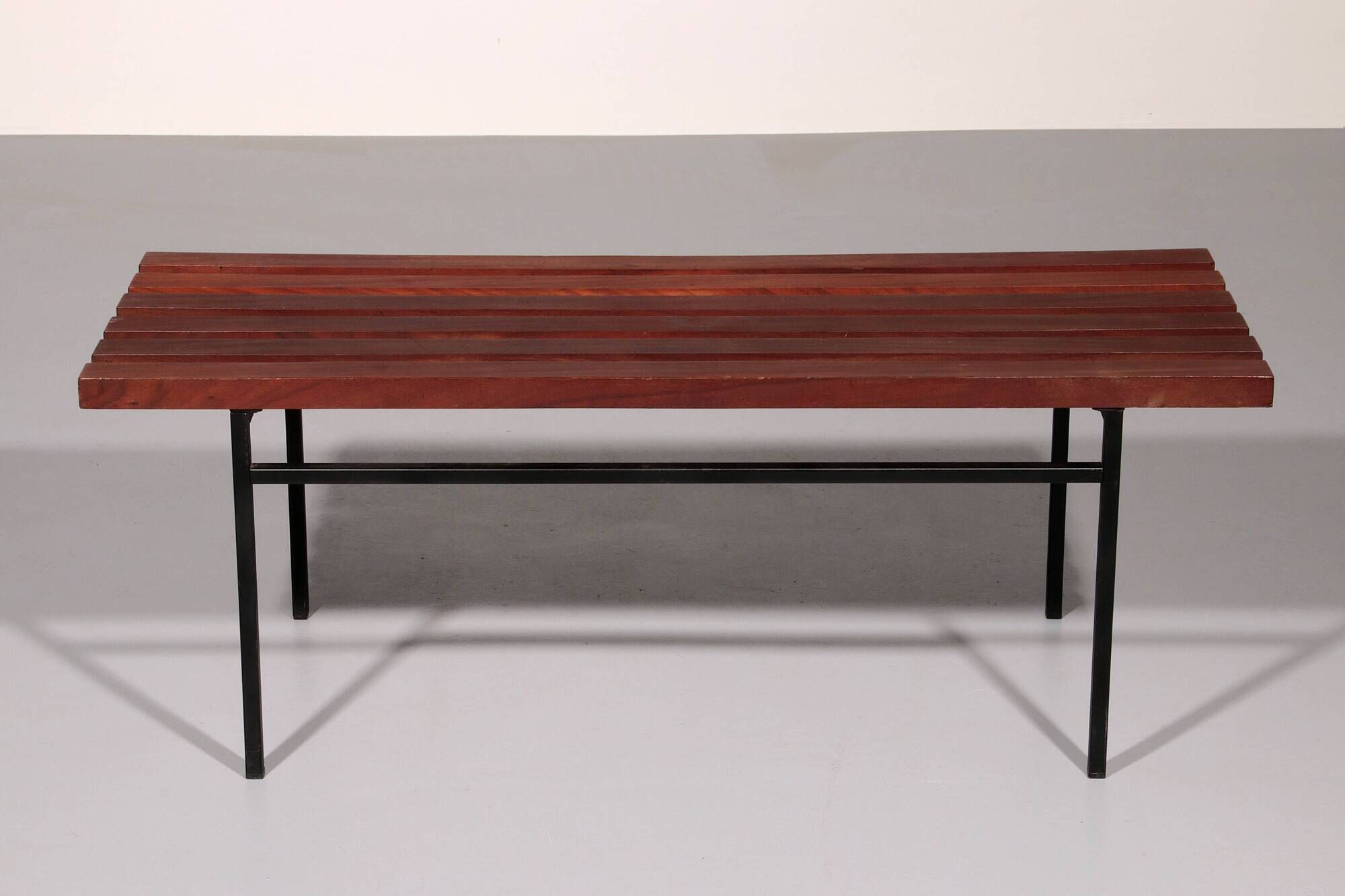 Mid-Century Meranti Wood Bench 1960 Italy