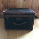 Old square travel trunk J Penet