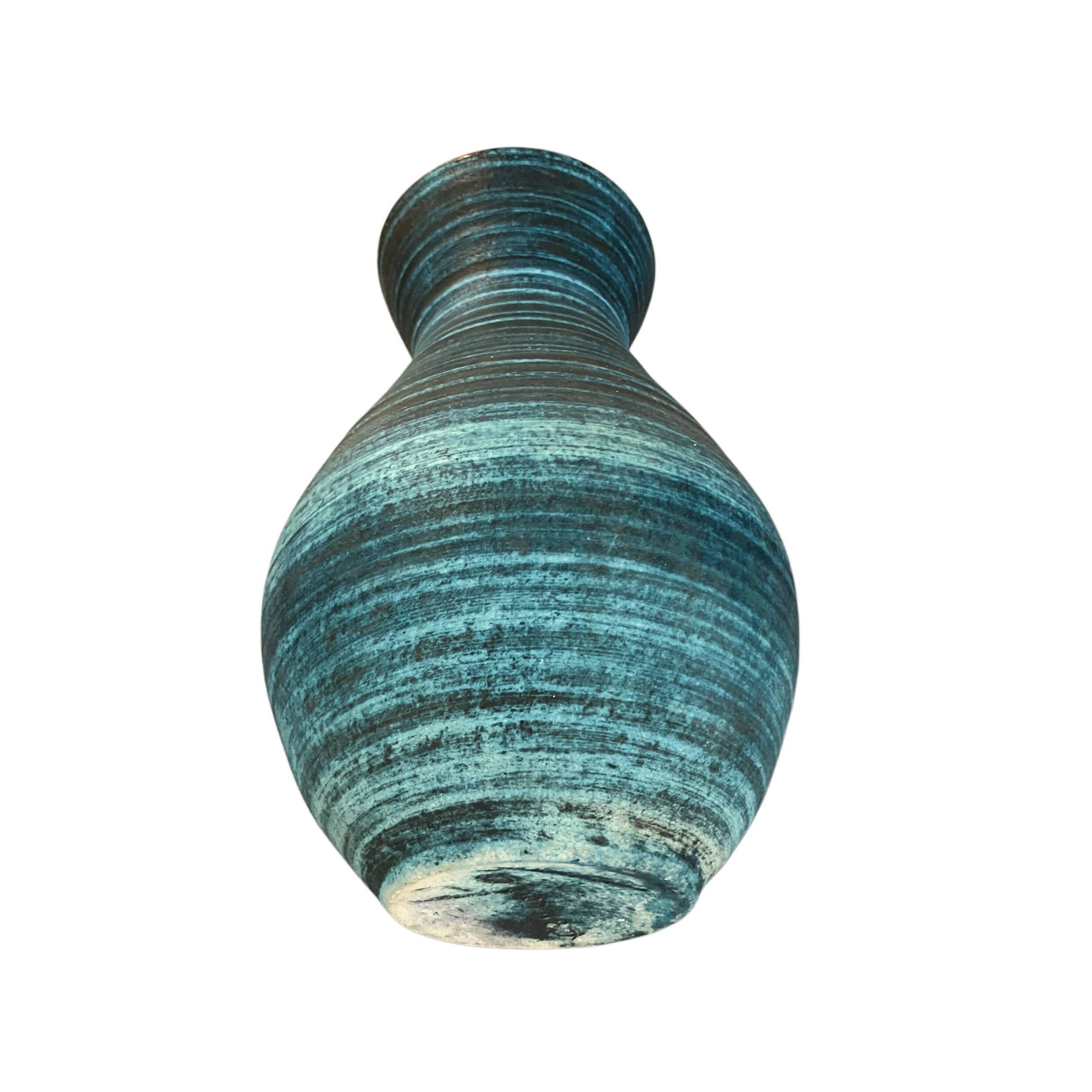 Accolay, blue ceramic vase, "gauloise" collection, 1960s