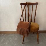 Wooden chair with yellow velvet