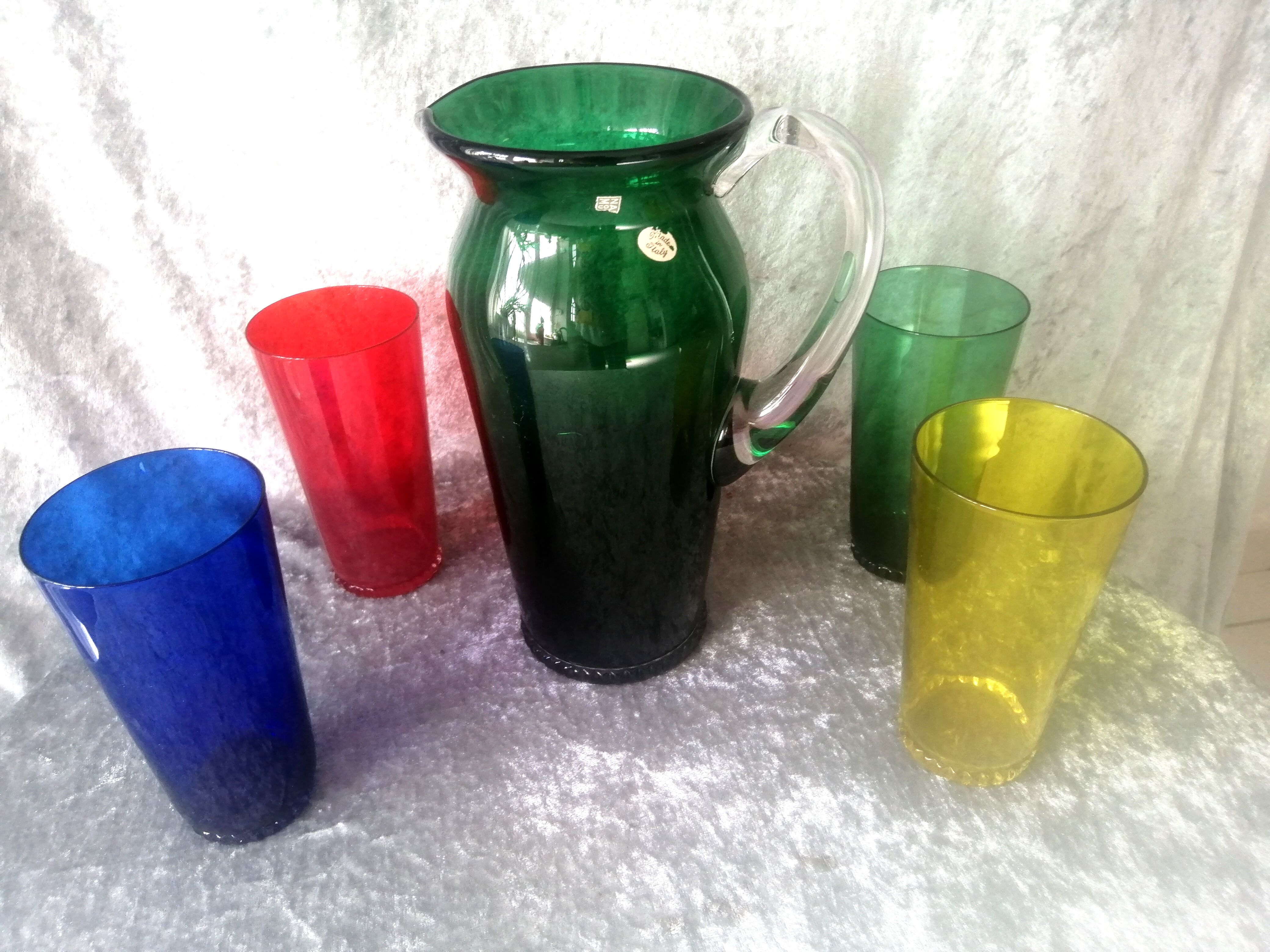 Service in orangeade signed nason moretti murano 50s, 5 pieces