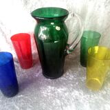 Service in orangeade signed nason moretti murano 50s, 5 pieces