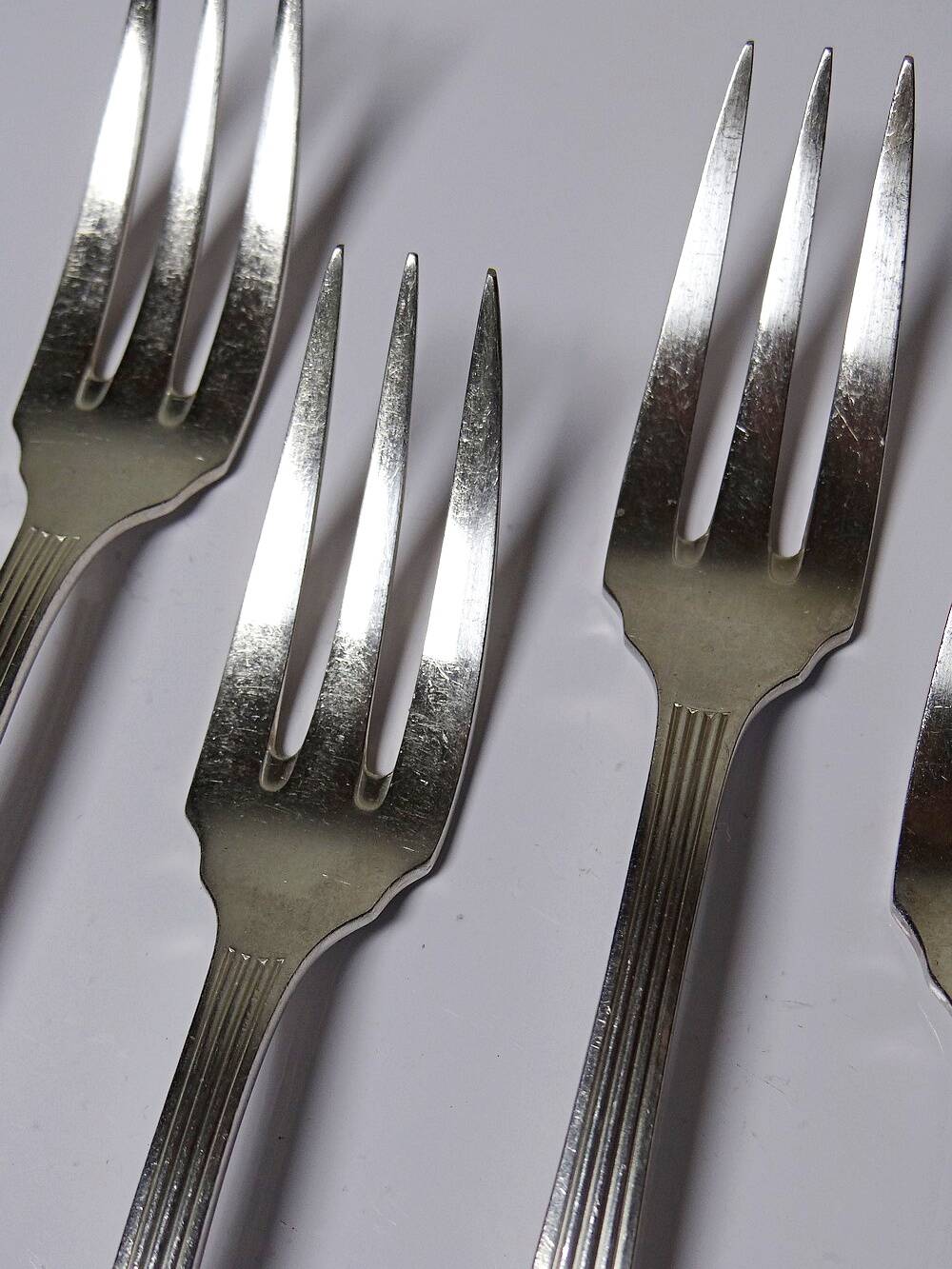 6 vintage/antique silver-plated trident forks, art deco style, SFAM