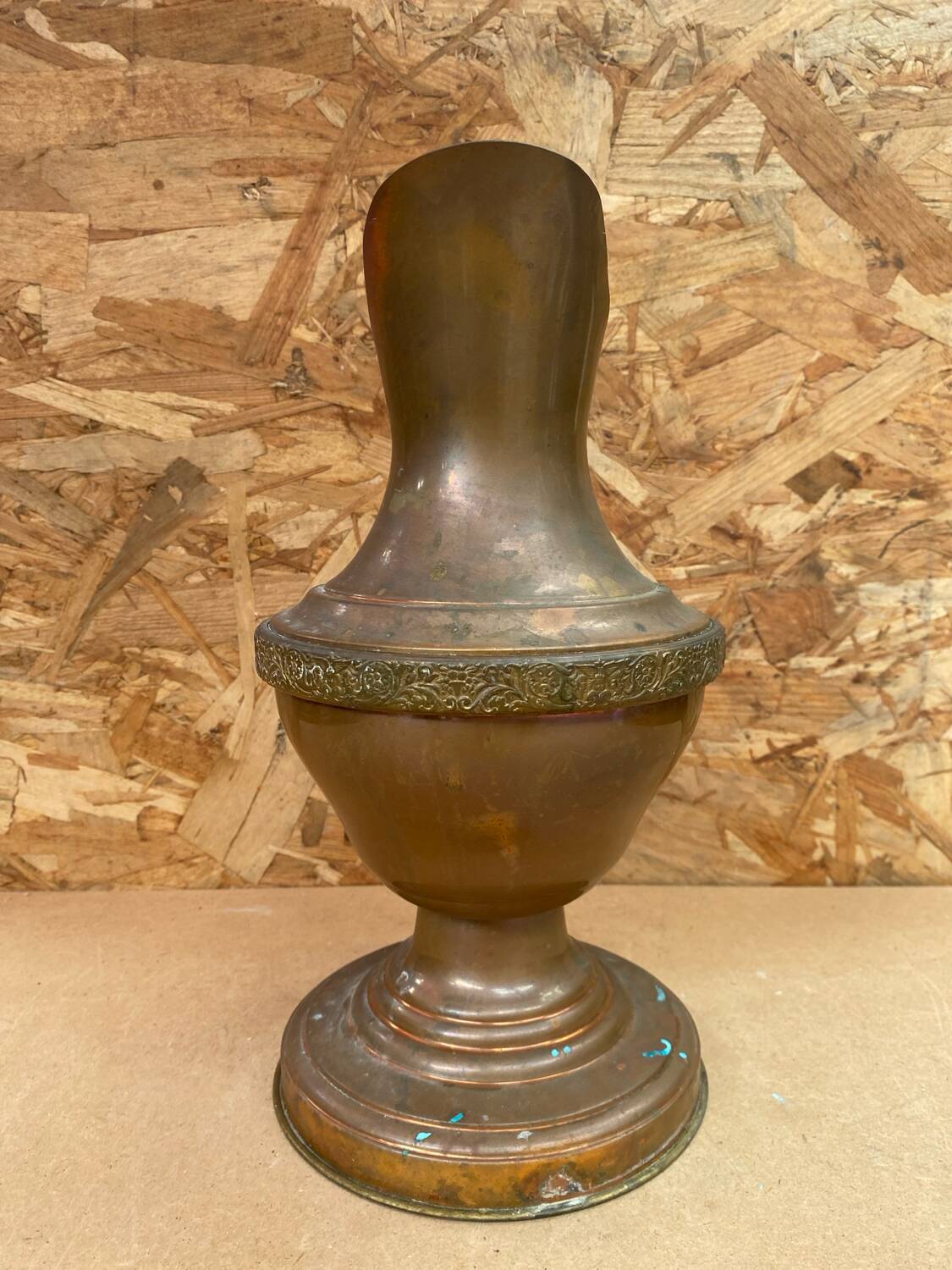 Antique gaor villedieu copper pitcher & brass handle vintage