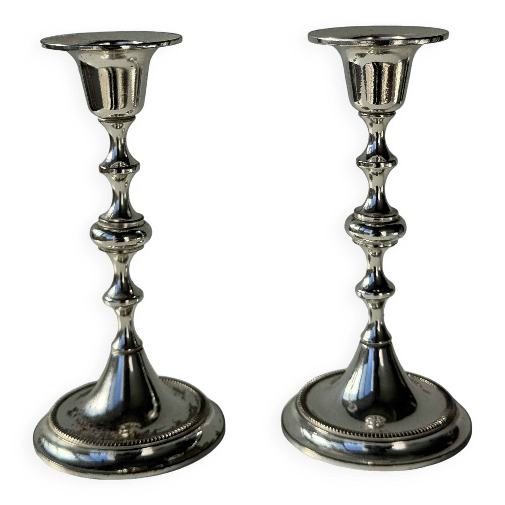 Pair of small silver candlesticks